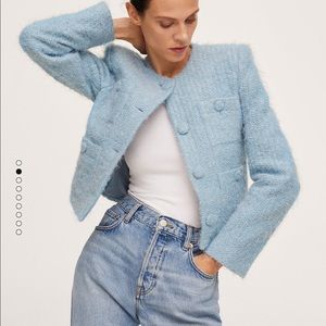 Mango tweed jacket with buttons bloggers fav